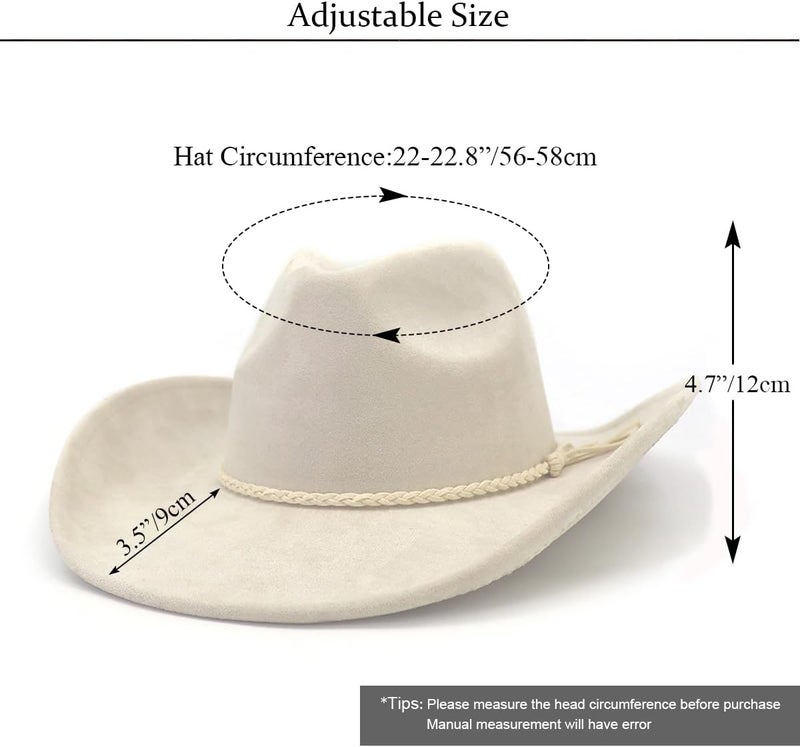 CCAKXCJJ Western Cowboy Hat for Women Men Classic Fedora Hats Wide Brim Suede Cowboy Hat for Women with Buckle Belt - Image 2